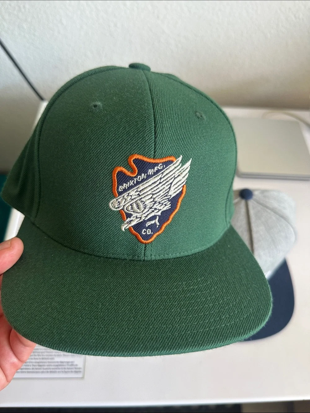 Brixton and Vans Two-Tone Gray & Navy Snapback with Green Logo Cap